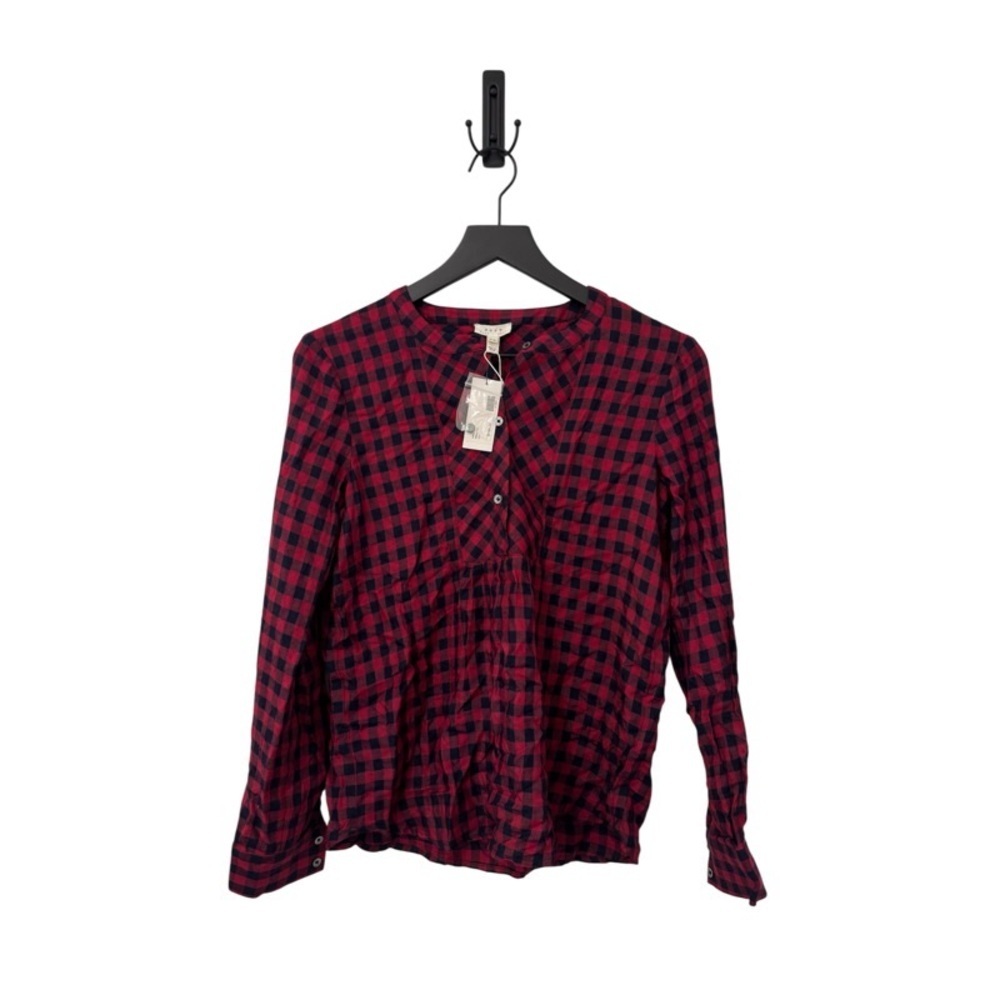 NEW SOFT JOIE Button-Front Red Plaid Blouse